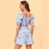 Allegra K Women's Floral Printed Sweetheart Neck Puff Sleeve A-Line Mini Dress - 4 of 4