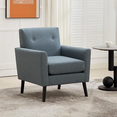 Mid Century Modern Fabric Accent Chair, Modern Wingback Living Room Chair, Comfy Armchair Single Sofa Chair with Wood Legs for Office,Bedroom