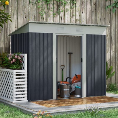 NicBex 6' x 4' Outdoor Storage Shed with Double Sliding Doors and 2 Air Vents for Backyard, Patio, Lawn, Dark Gray