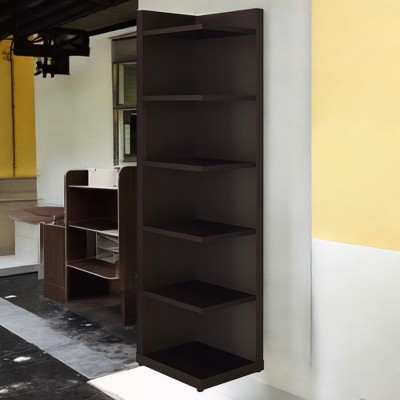 Alilang 19.75 Inch Wooden Corner Shelf Unit with Five-Tier Design and Contemporary Finish-Cappuccino