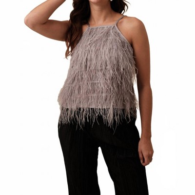 Women's Amanda Feather Tiered Halter Top - LUCY PARIS