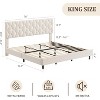 Grey/Beige/Pink Upholstered Platform Bed Frame with Height-Adjustable Fabric Headboard, Heavy-Duty Wood Slat Support, No Box Spring Needed - 2 of 4