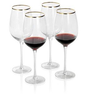 Slickblue Classic Crystal Clear Bowl Shaped Hand-Blown Wine Glasses - Set of 4, 21 oz - 1 of 4