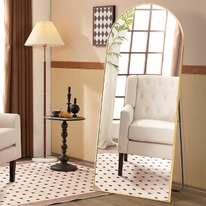 Beautyolove 21 in. W. x 64 in. H Classic Arched Gold Aluminum Alloy Framed Full Length Mirror Wall Mounted or Standing Floor Mirror - 1 of 4