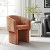Modway  Verity Modern Chenille Barrel Dining Chair in Rust - Fabric Upholstered Round Accent Armchair with Curved Back- Cozy Living Room Accent Chair - 2 of 4