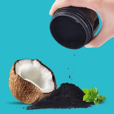 iSmile Activated Charcoal Natural Fluoride-Free Teeth Whitening Powder Toothpaste with Bamboo Toothbrush - Mint