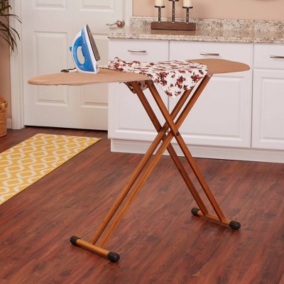 Tan FiberTech Cover Ironing Board with Bamboo Legs