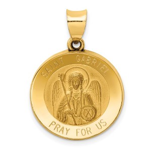 Black Bow Jewelry 14k Yellow Gold Hollow St. Gabriel Medal Pendant, 19mm (3/4 Inch) - 1 of 4