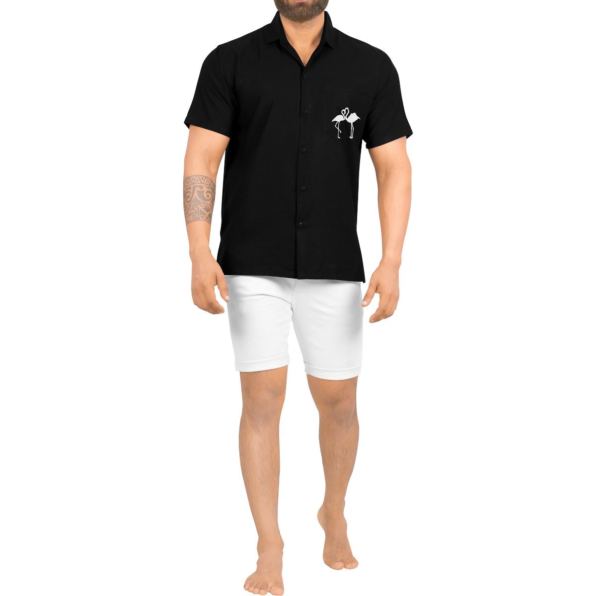 LA LEELA Men's Short Sleeve Button Down Solid Shirts Casual Vacation Camp Shirt for Men Beach Business Work Shirt Tees with Pocket XXL, Kohl_AE33 - thumbnail 2