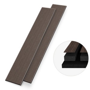 SMARTSTANDARD 105.9 in. x 20.47 in. x 0.9 in. Slat Wood Acoustic Sound Absorbing 3D Decorative Wall Paneling, 2-Pack - 1 of 4
