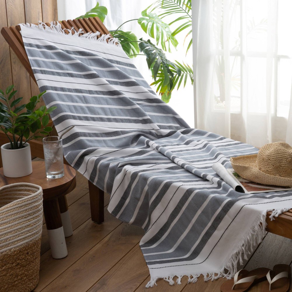 Moda at Home Antalya Beach Towel with Fringe Gray
