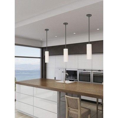 English Bronze Mini Pendant Light with Fabric Shade