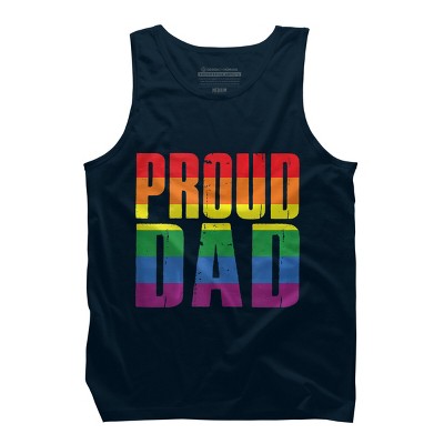 Adult Design By Humans Rainbow Pride Proud Dad By Luckyst Tank Top - Navy - Medium