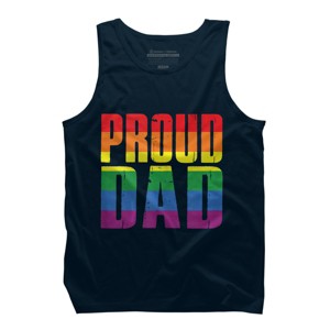 Adult Design By Humans Rainbow Pride Proud Dad By Luckyst Tank Top - Navy - Medium - 1 of 2