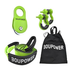 CuisinSmart Heavy Duty Tow Strap with 10 Ton Snatch Block Pulley, 3'' x8' Tree Saver Strap Off Road Recovery Kit with 45000Lbs d-Type Ring Shackle - 1 of 4
