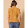 Allegra K Women's Polka Dots Peter Pan Collar Tie Neck Short Sleeve Shirt - 3 of 4