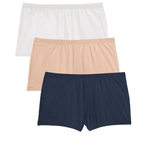 Comfort Choice Women's Plus Size Cotton Boxer 10-Pack Underwear 