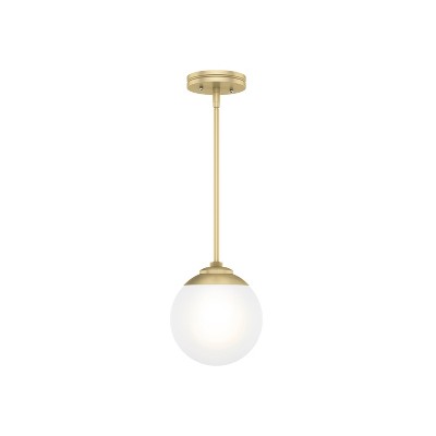 Modern Brass and White Glass Mini Globe Pendant Light