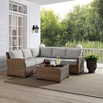 Bradenton 5-Person Gray and Brown Wicker Outdoor Sectional Set