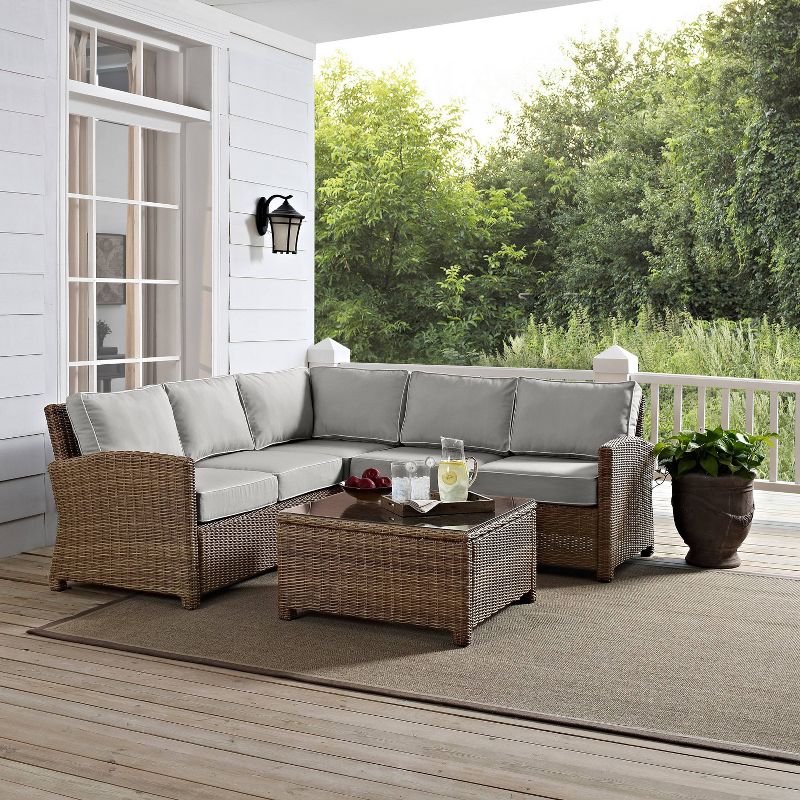 Crosley 4pc Bradenton Steel Outdoor Patio Sectional Sofa Furniture Set, 2 of 20