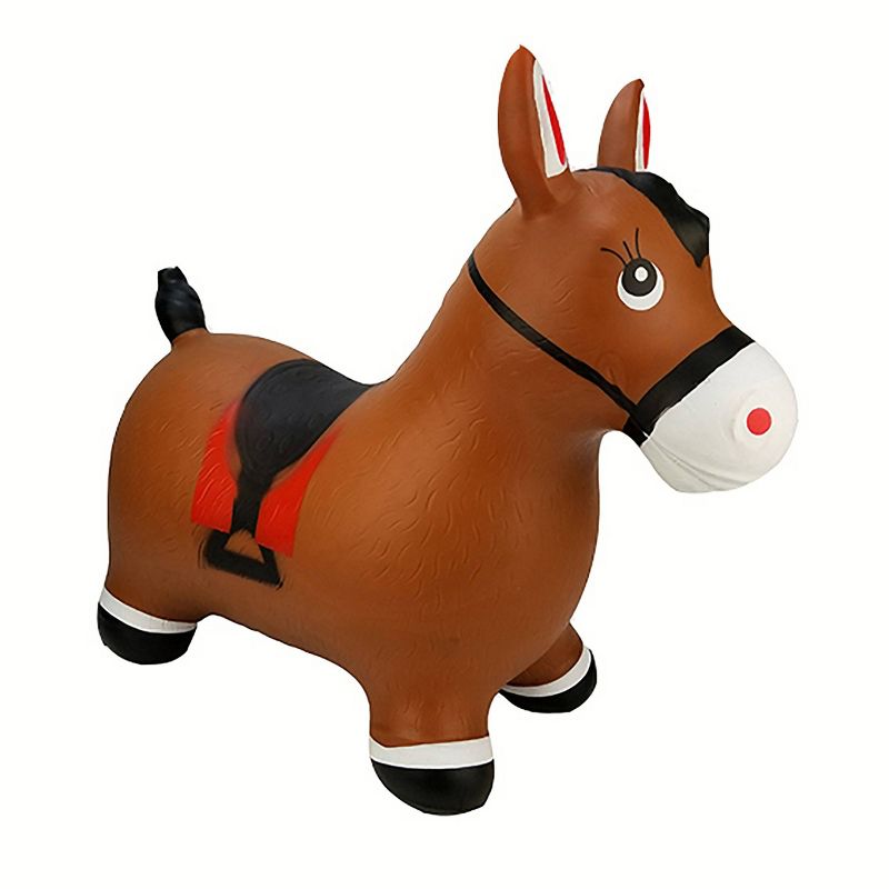 BounceZiez Inflatable Bouncy Ride On Hopper with Pump - Brown Horse, 3 of 5