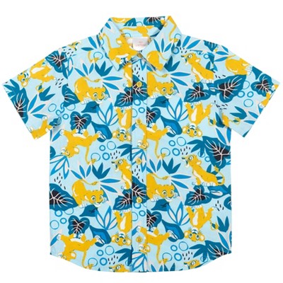 Lion King Simba Big Boys Hawaiian Button Blue Dress 18-20 : Target