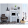 Vynxaria 6-Shelf White Writing Desk with Bookcase Integrated Storage for Home Office Bedroom Student Study Spaces - 2 of 4
