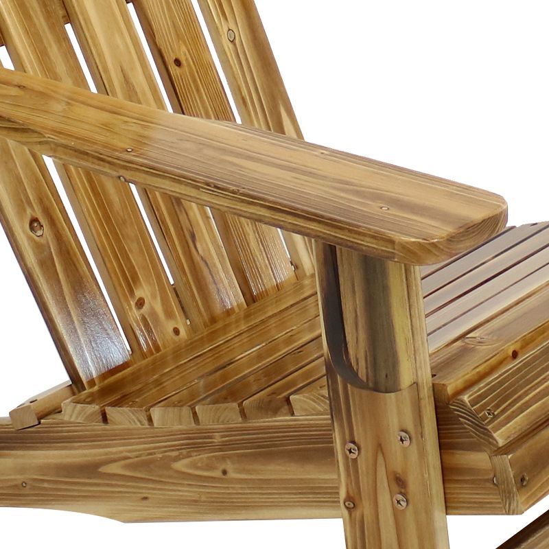 Sunnydaze Outdoor Natural Fir Wood Rustic Lounge Backyard Patio Adirondack Chair - Light Charred Finish, 5 of 10