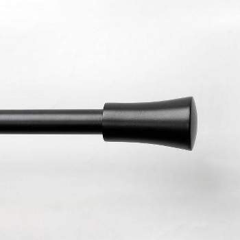 36"-66" Decorative Drapery Single Rod Set with Cylinder Finials Matte Black - Lumi Home Furnishings