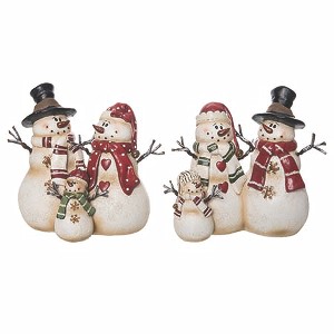 Transpac Small Rustic Snow Family Set of 2 Snowman Figurines Resin Christmas Tabletop Decoration Gift White Color - 1 of 1