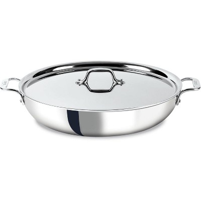 All-Clad D3 3-Ply Stainless Steel Large Frying Pan 7 Quart, Induction Oven Broiler Safe 600F Cookware Silver
