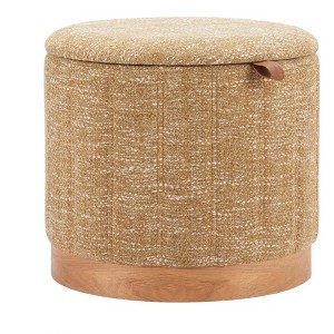 Storage Ottoman 18.7"H Oat Yellow – Textured Polyester Fabric with Hidden Compartment, Modern Living Room Ottoman By Zuo Modern - 1 of 4