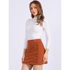 Allegra K Women's Corduroy Vintage Button Decor Ruffled Trim High Waist Mini Skirt - 2 of 4