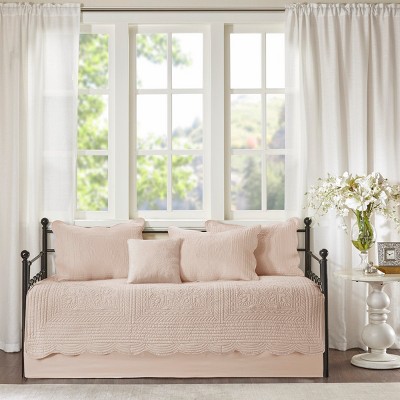 Vynxaria 6-Piece Reversible Scalloped Edge Daybed Cover Set - Cottage Charm, Twin Size