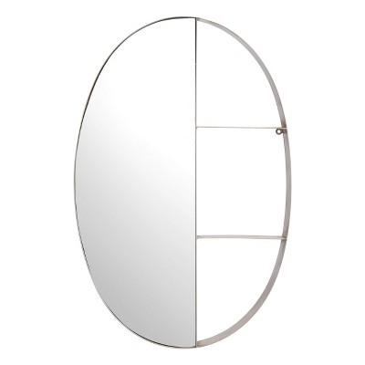 Latitude Oval Antique Bronze Mirror with Dual Display Shelves