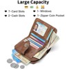 FATMOON Small Women’s Genuine Leather Wallet - RFID Blocking with 7 Card Slots & Zipper Coin Pocket ID Window,for Daily,Travel & Shopping - 4 of 4