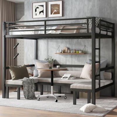 Lycvki Pull-out Metal Bunk Bed with Safety Rails