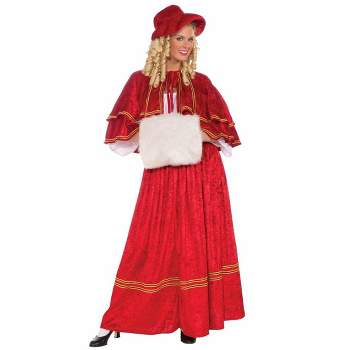 Forum Novelties Old Fashioned Christmas Caroler Red Adult Women's Costume Dress