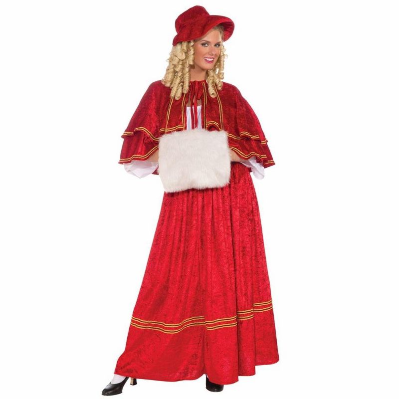 Forum Novelties Old Fashioned Christmas Caroler Red Adult Women's Costume Dress, 1 of 2