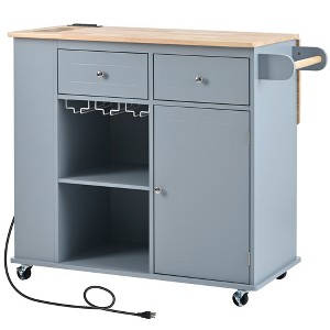 Dexmalle Kitchen Island with Power Outlet and Drop Leaf - 1 of 4