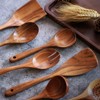 Itopfox Wooden Non-Stick Kitchen Utensil Set - 7-Piece Natural Teak Spatula, Spoon, Salad Fork, and More for Cooking and Serving - 3 of 4
