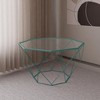 LeisureMod Malibu 31" Octagon Coffee Table - Modern Glass Top, Geometric Wireframed Accent Table, Perfect for Living Rooms and Small Spaces - 2 of 4