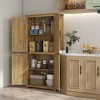 Okak Floor Sideboard Cabinet 48.5" Kitchen Pantry Farmhousewith 2 Adjustable Shelves and 4 Beadboard Doors - 2 of 4