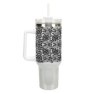 Elanze Designs Flowers in Bloom Garden Pattern 40 oz. Stainless Steel, Large Water Bottle Coffee Mug, Spill & Leak Resistant, Thermal Travel Tumbler - 1 of 1
