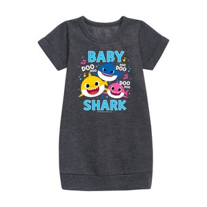 - Baby Shark - Baby Shark Family Doo Doo Doo Graphic Short Sleeve Fleece Dress - 1 of 4