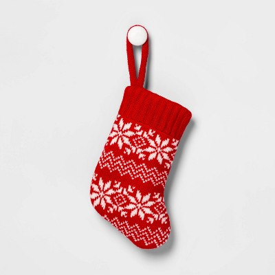 Fair Isle Knit Mini Christmas Stocking Red & White - Wondershop™