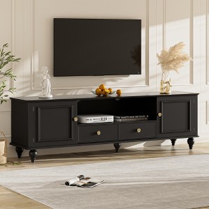 ModernLuxe TV Stand for TVs up to 80", Entertainment Center TV Console Media Console TV Storage Cabinet with 2 Drawers, Black/White - 1 of 4