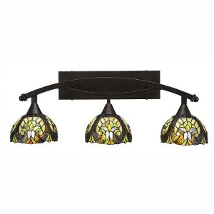 Toltec Lighting Bow 3 - Light Vanity in  Bronze with 7" Ivory Cypress Art Glass Shade - 1 of 1