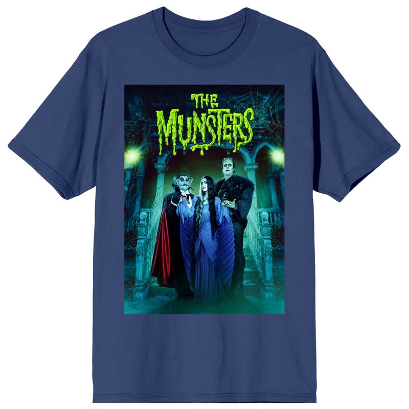 The Munsters Rob Zombie Remake Key Poster Art Crew Neck Short Sleeve Navy Women's T-shirt, 1 of 4