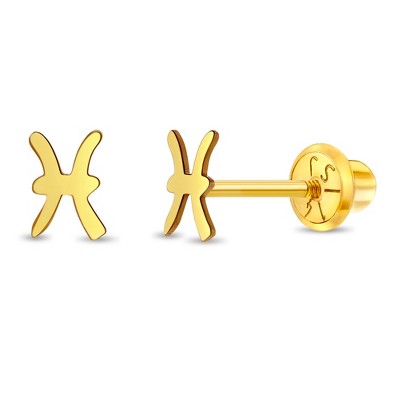 Girls' Dainty Zodiac Screw Back 14k Gold Earrings - In Season Jewelry